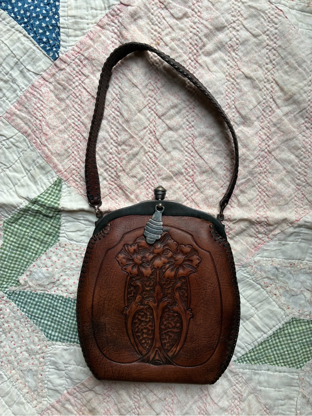 Antique Rare Early 1900s Leather Nacona Purse Art Nouveau As Is - Picture 9 of 13